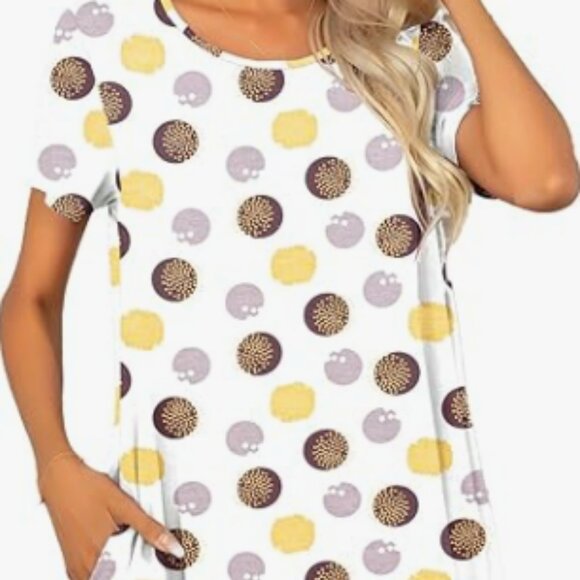 Women's Short Sleeve Loose Summer Beach Casual  Swing Dress with Pockets… - Picture 1 of 6
